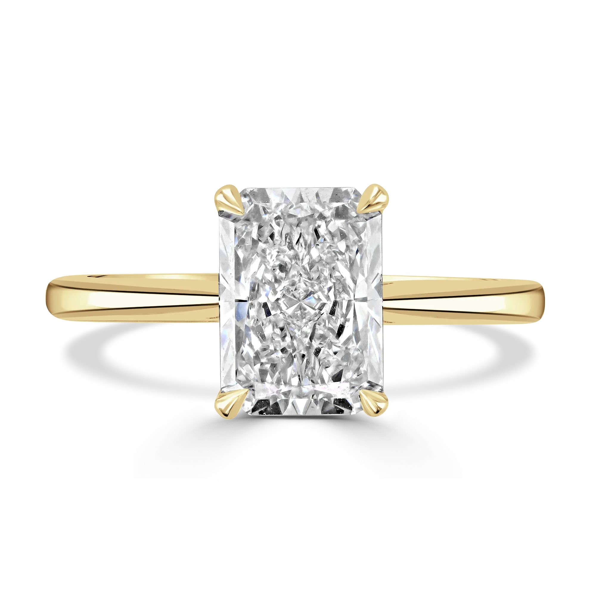 18ct Yellow Gold 2ct Radiant Cut Laboratory Grown Diamond Solitaire Ring-N