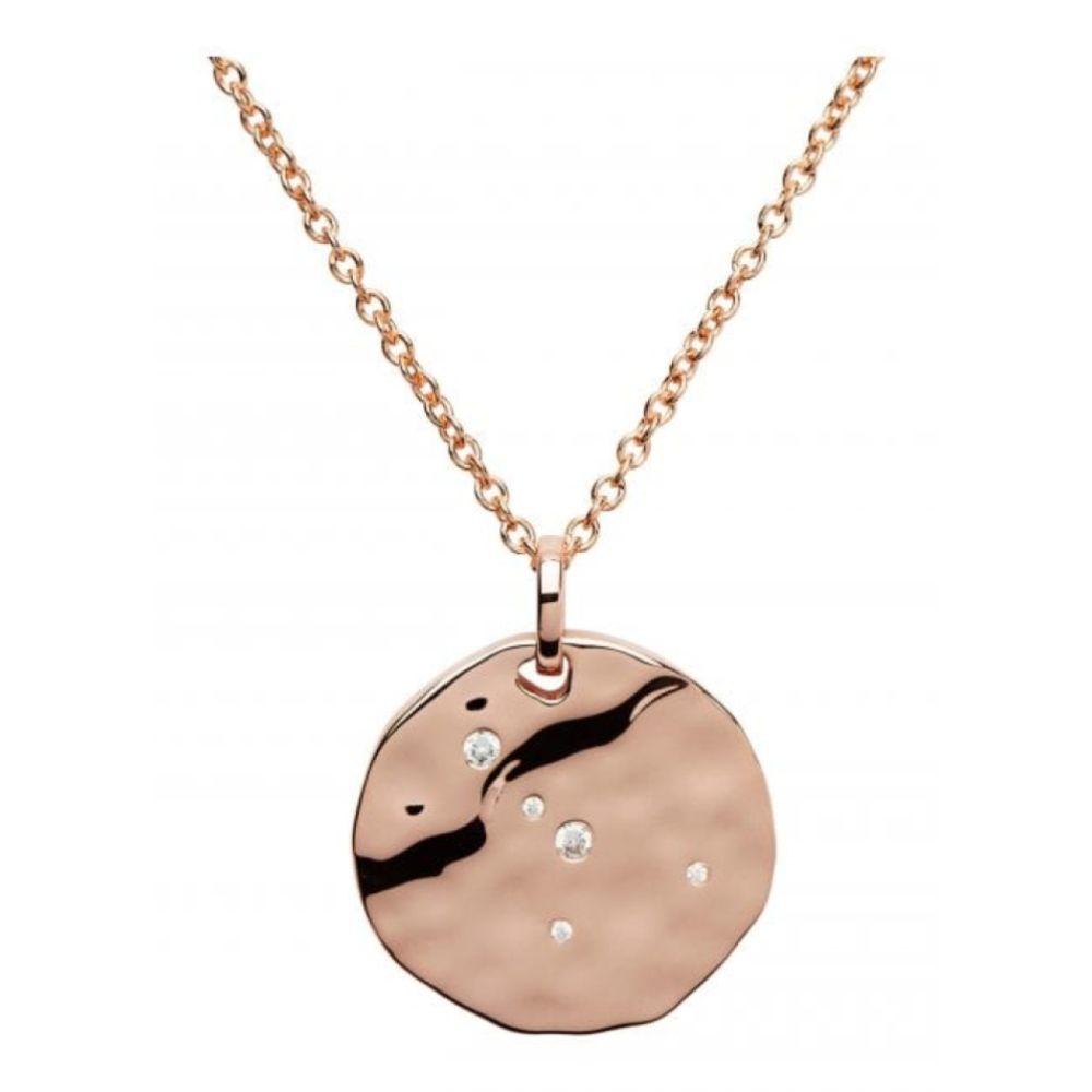 Silver 925 Pendant With Rose Gold Plating-Cz Incl.Chain. Cancer