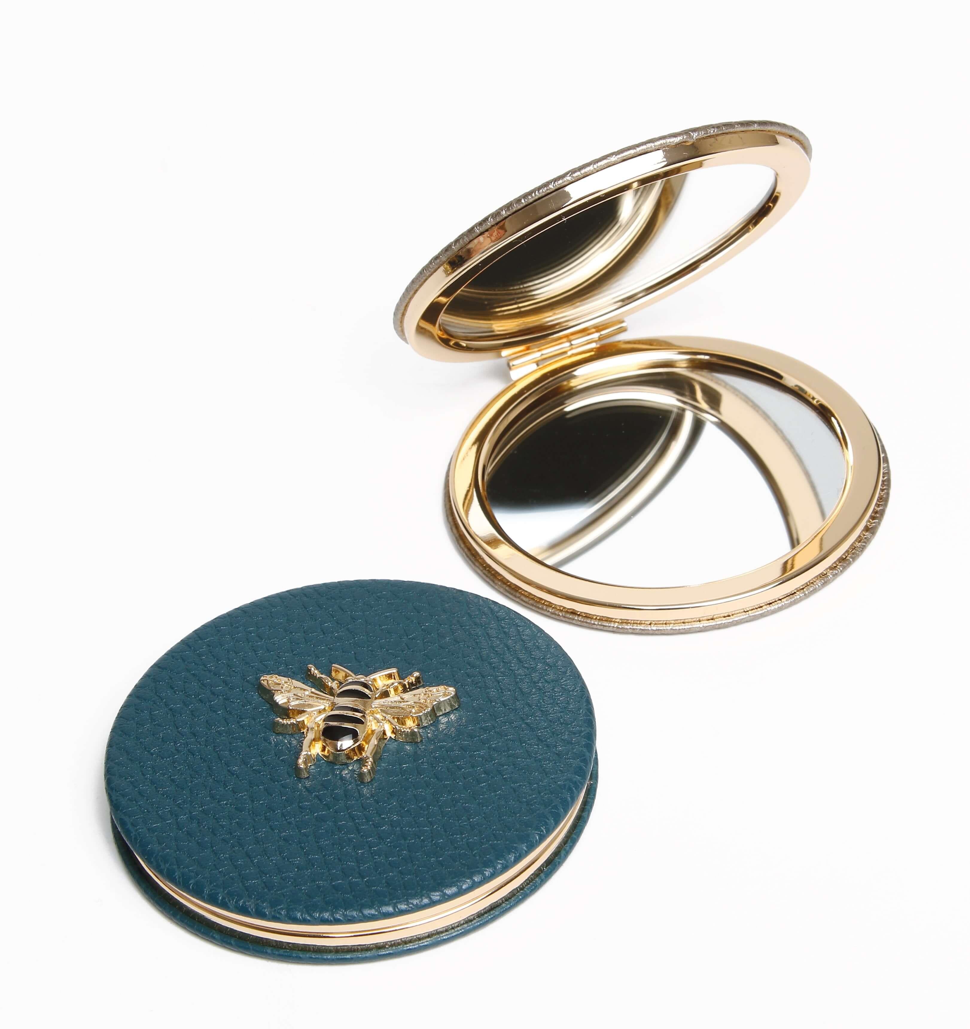 Round Mirror Compact In Teal