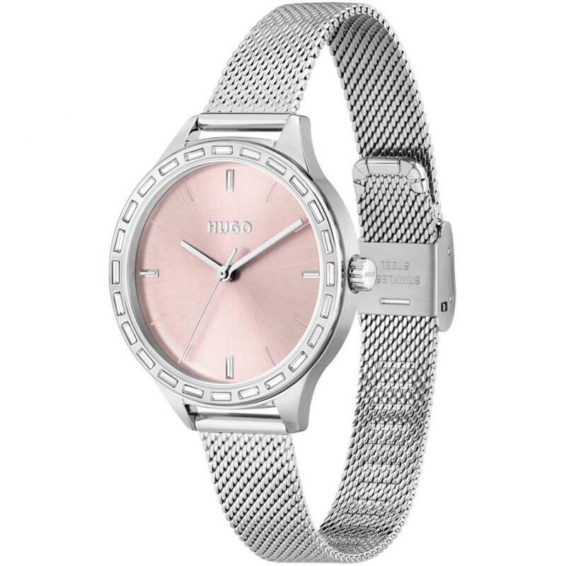 FLASH Pink Dial & Steel Mesh Strap Ladies Watch