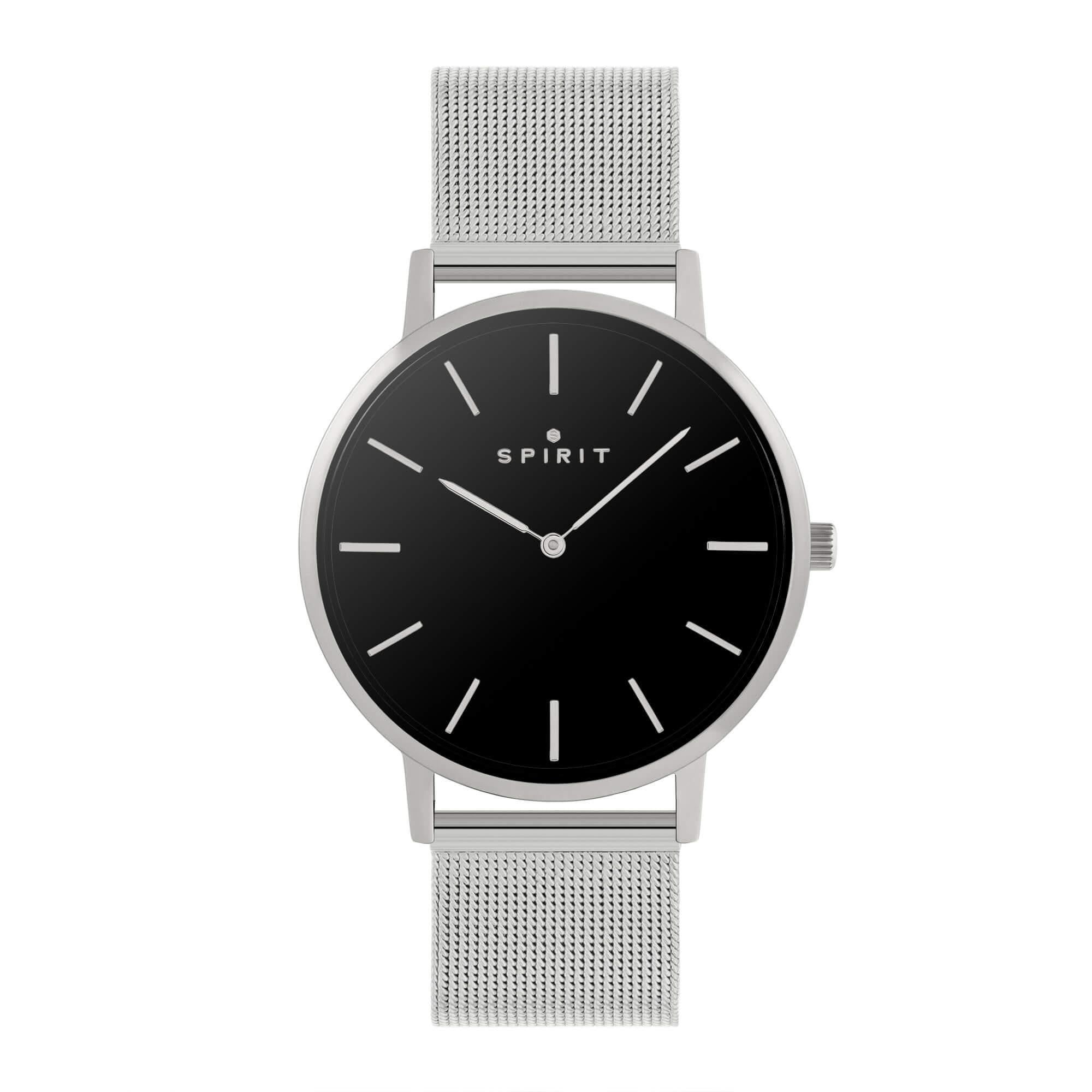 Gents Polished Silver Stainless Steel Mesh Watch