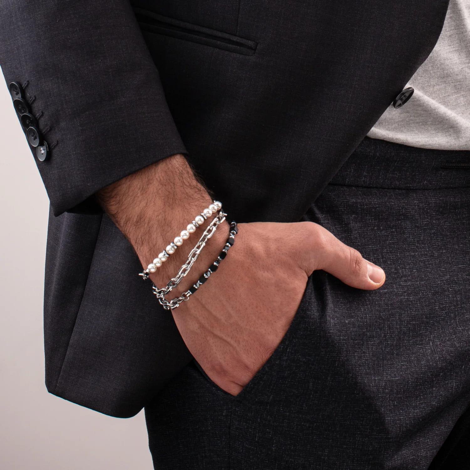 Cubes Fusion Link Chain Black Bracelet