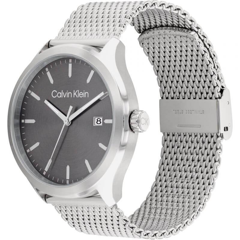 Stainless Steel Grey Dial With Mesh Strap Watch