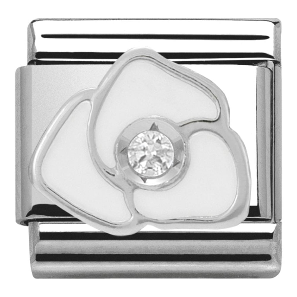 Classic Silver and White CZ Rose Link
