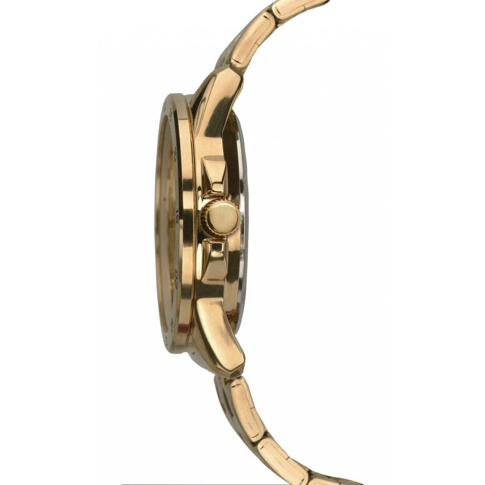 Gold Tone Case With Multifunction White Dial & Bracelet Strap Gents Watch
