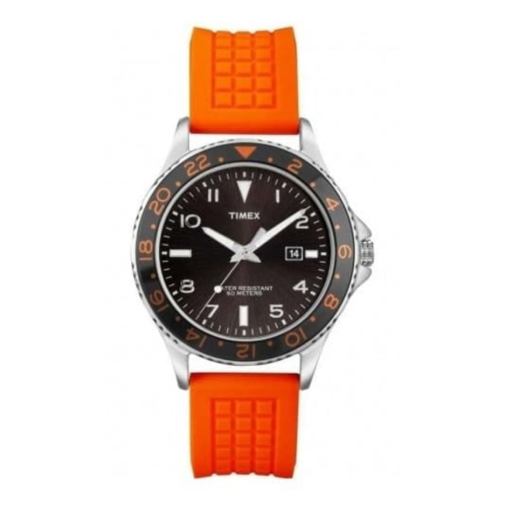Gents Orange Rubber Watch & Black Dial