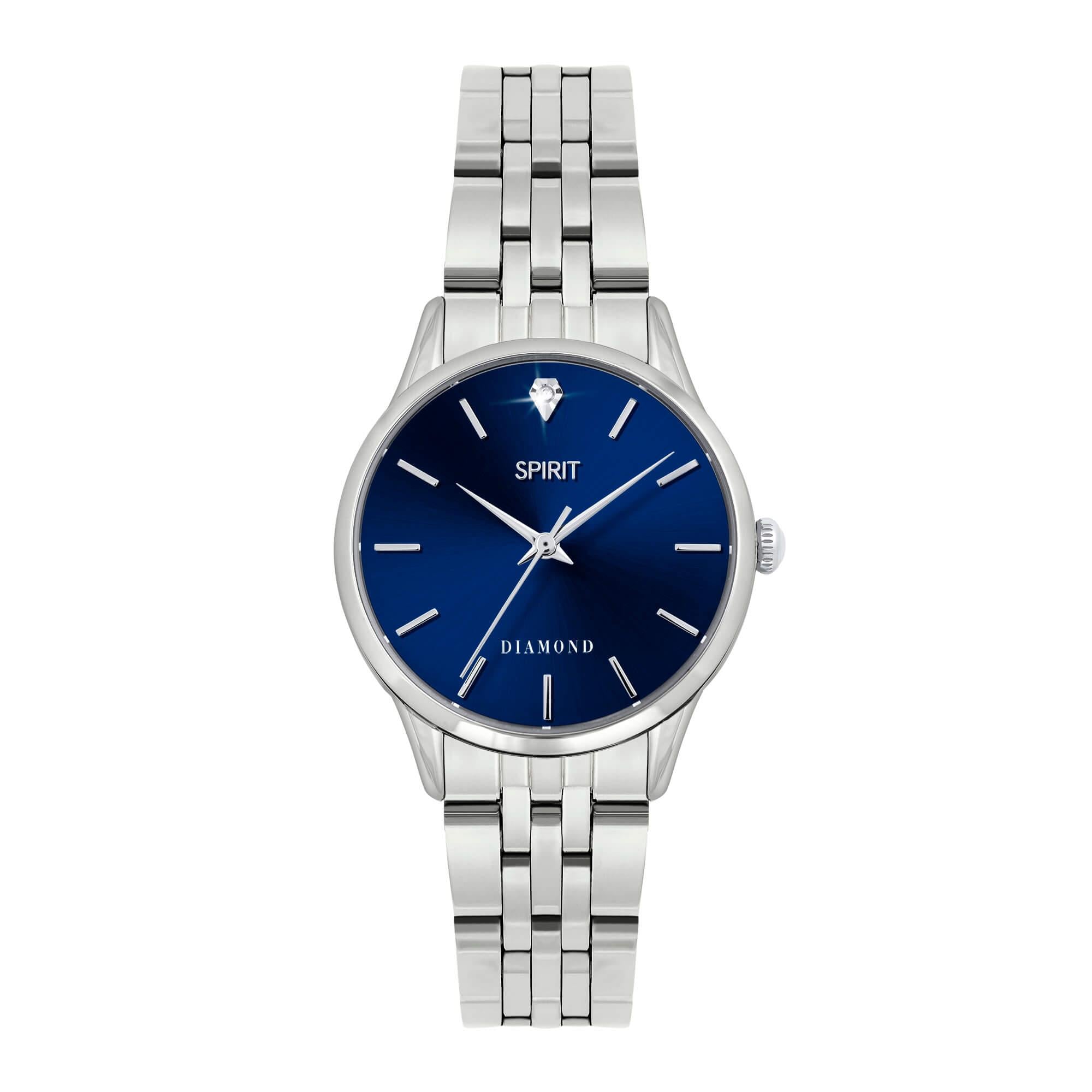 Ladies Diamond Silver Navy Dial Bracelet Watch