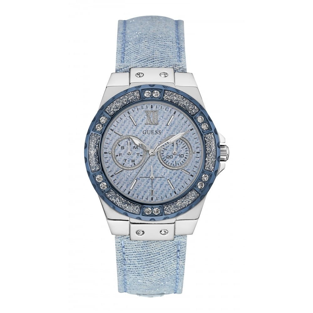 Silver Plated Day Date Blue Ladies Wristwatch