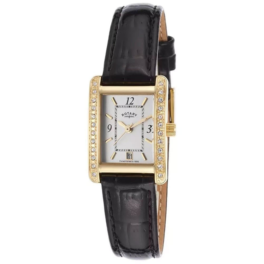 Womens Gold Square Diamond Watch