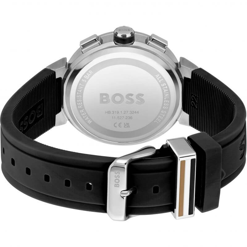 One Black Chronograph Dial Silicone Strap Watch