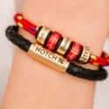Premium Black Leather Bracelet With Brass Clasp