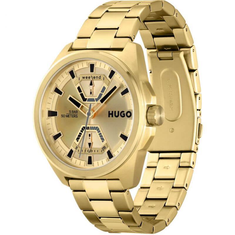 EXPOSE Gold Dial Gold Plated Bracelet Strap Gents Watch