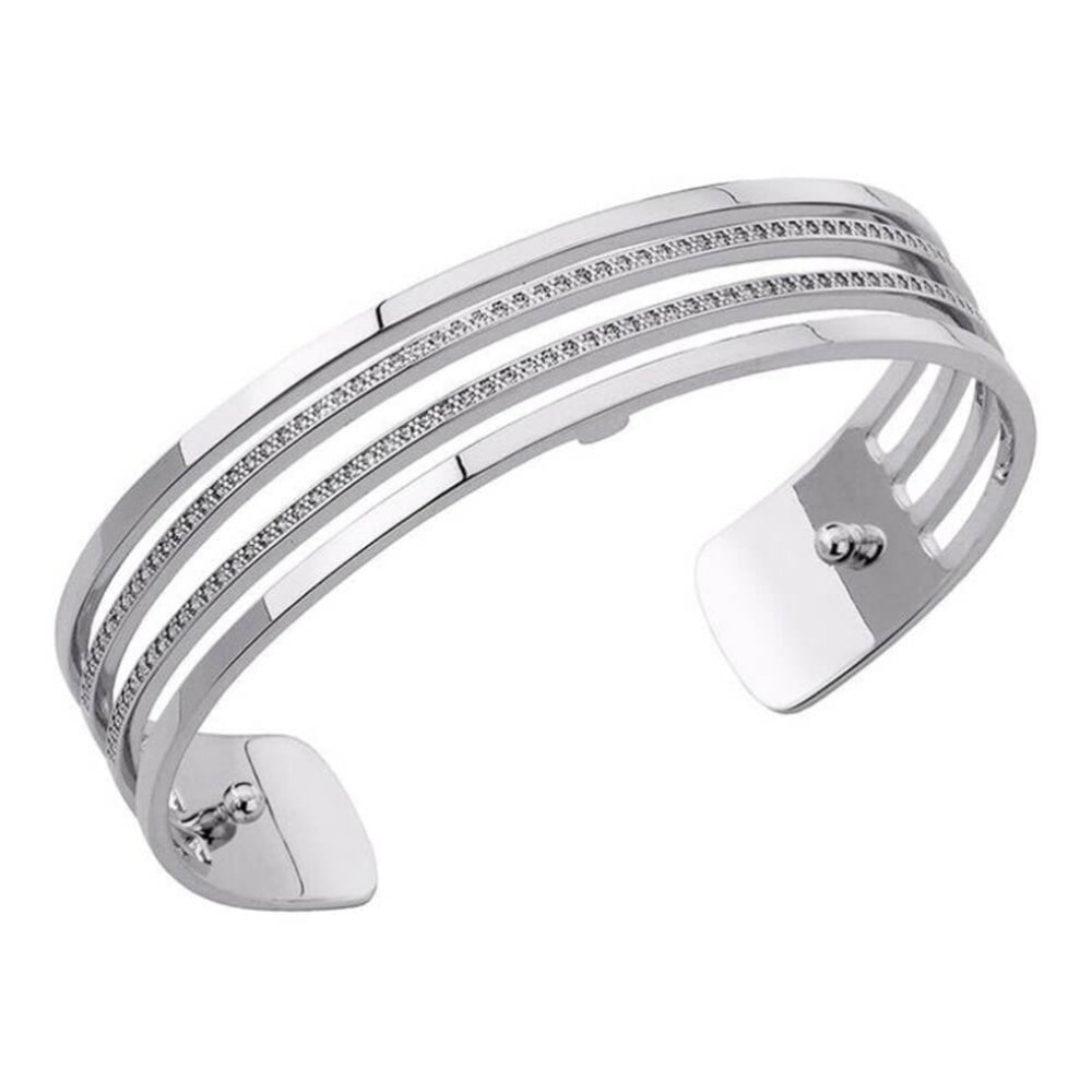 Silver Plated & White CZ Pattern Parallele 14mm Cuff
