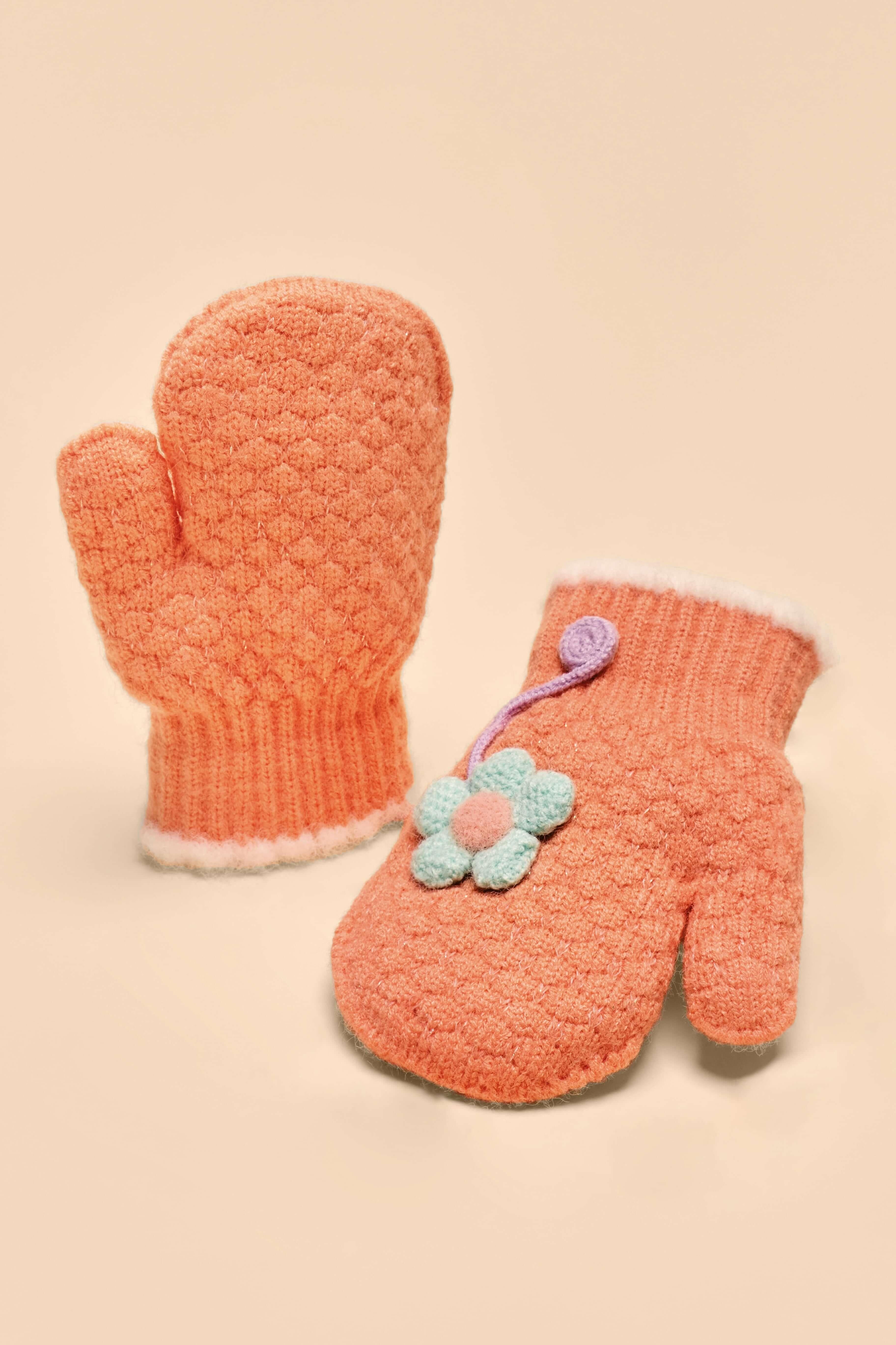 Powder Pals - Perfect Pansy Mittens Coral