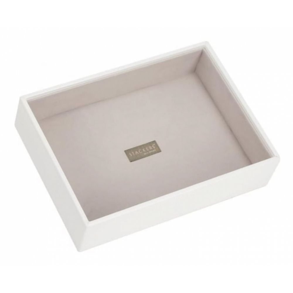 Classic White Leather Deep Open Stacker