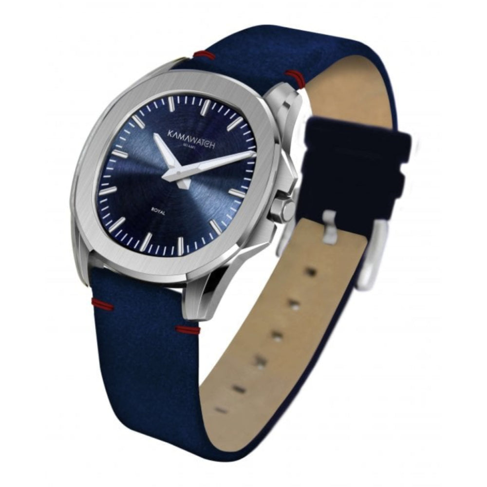 Royal Blue Dial & Black To Blue Camouflage Leather Strap Wristwatch