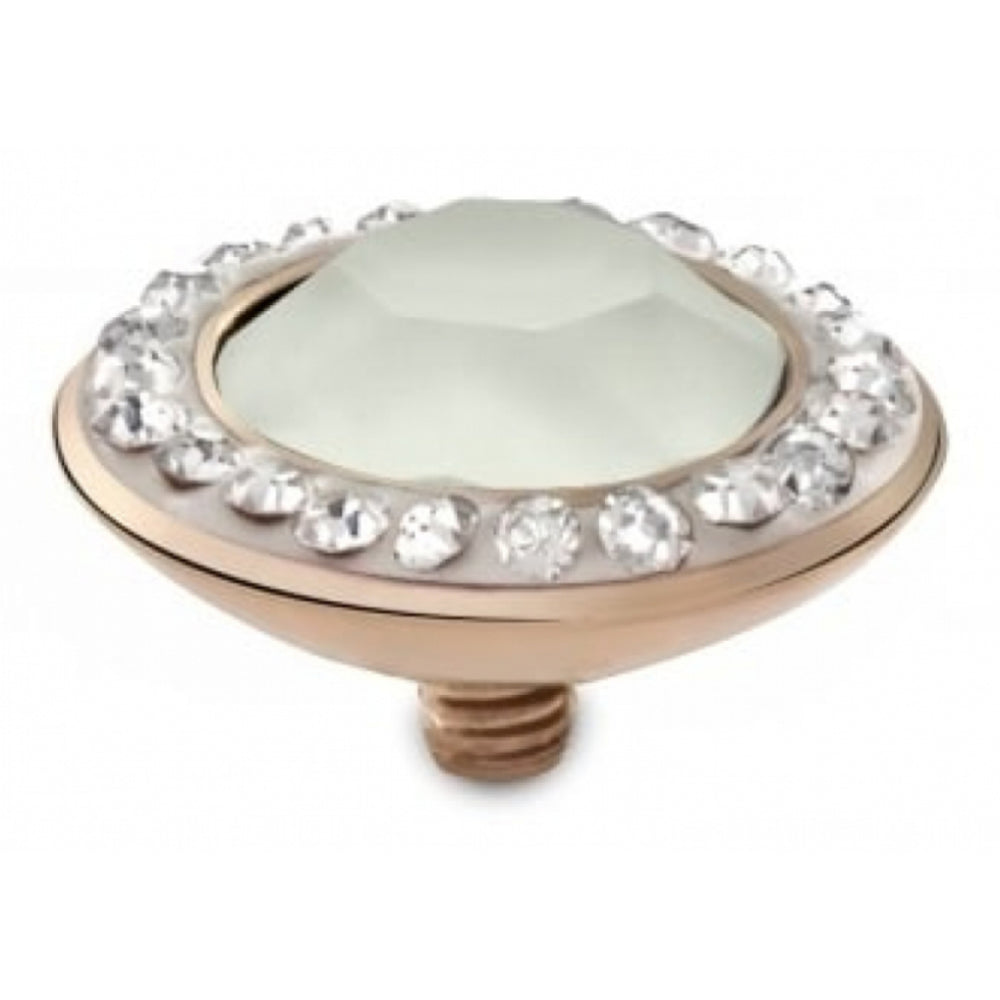 Famosa Rose Gold Plated 13mm Tondo Deluxe Powder Green Ring Top