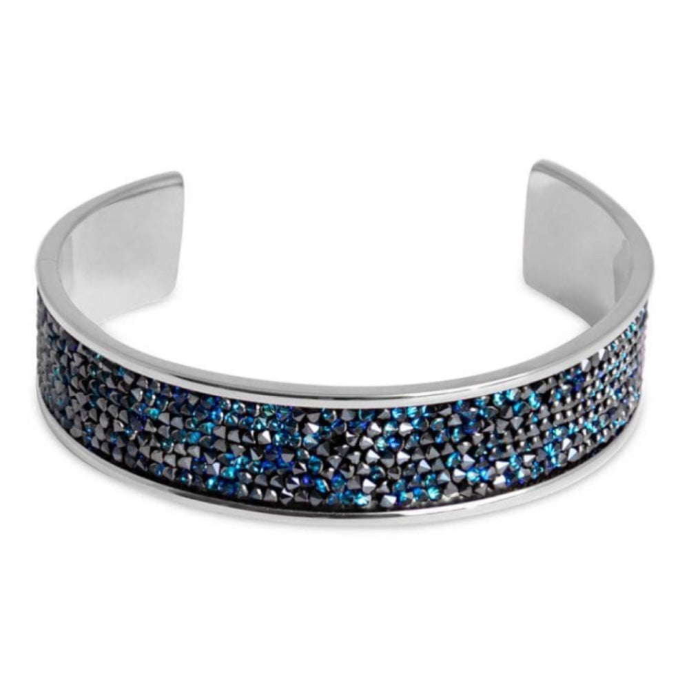 Tirano Silver & Bermuda Blue Crystals Bangle