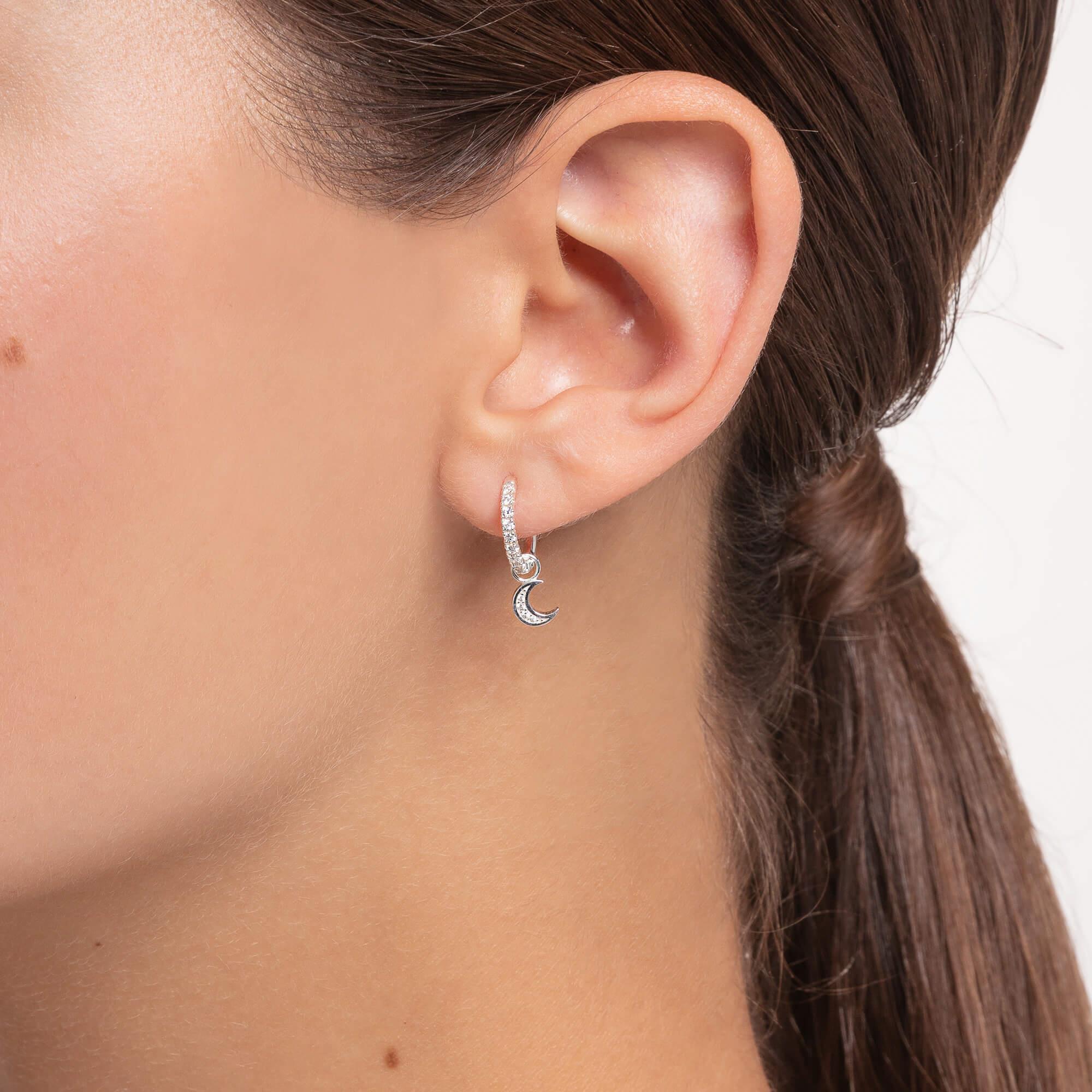 White CZ Single Hoop Earring