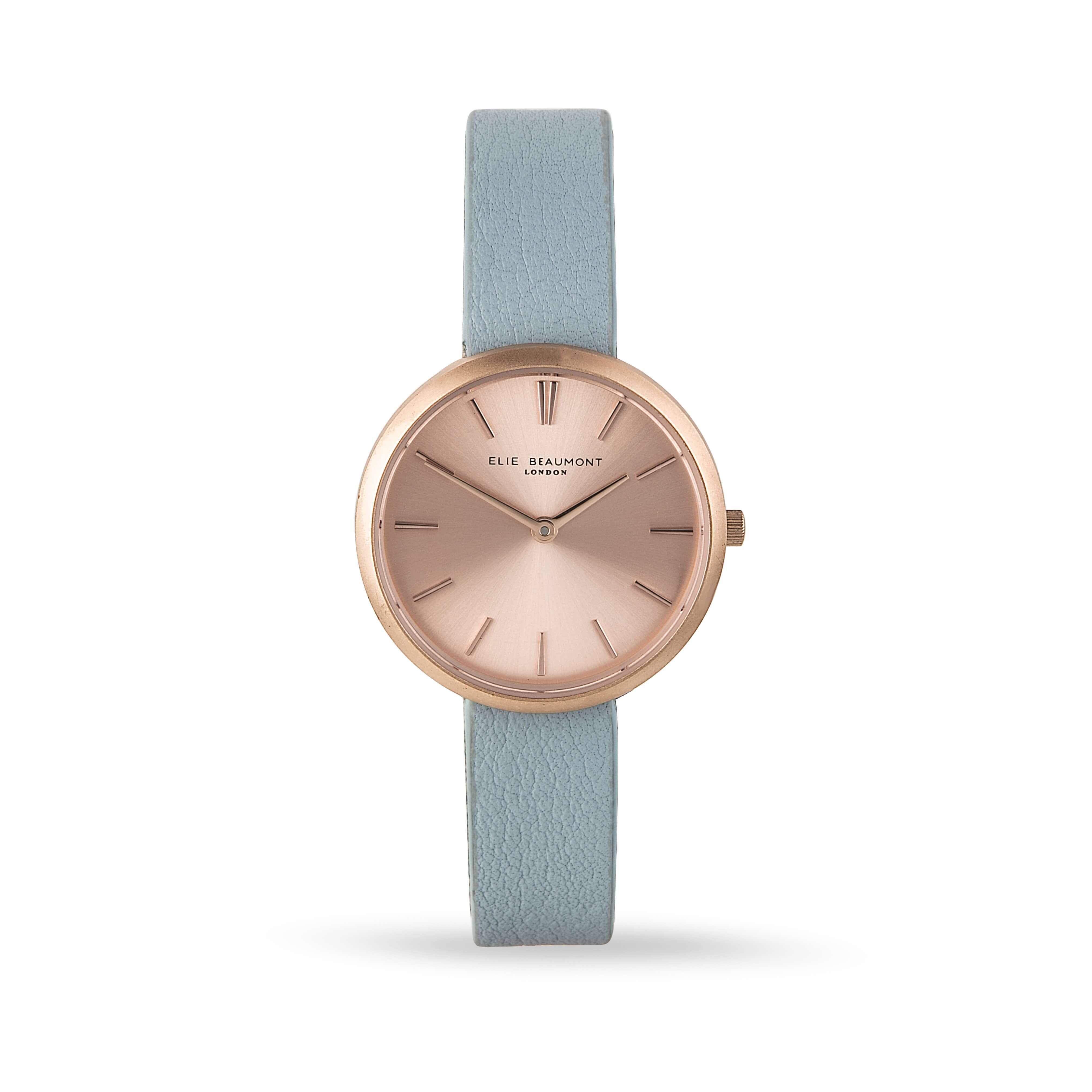 Marlow Chalk Blue Leather Strap Silver Case