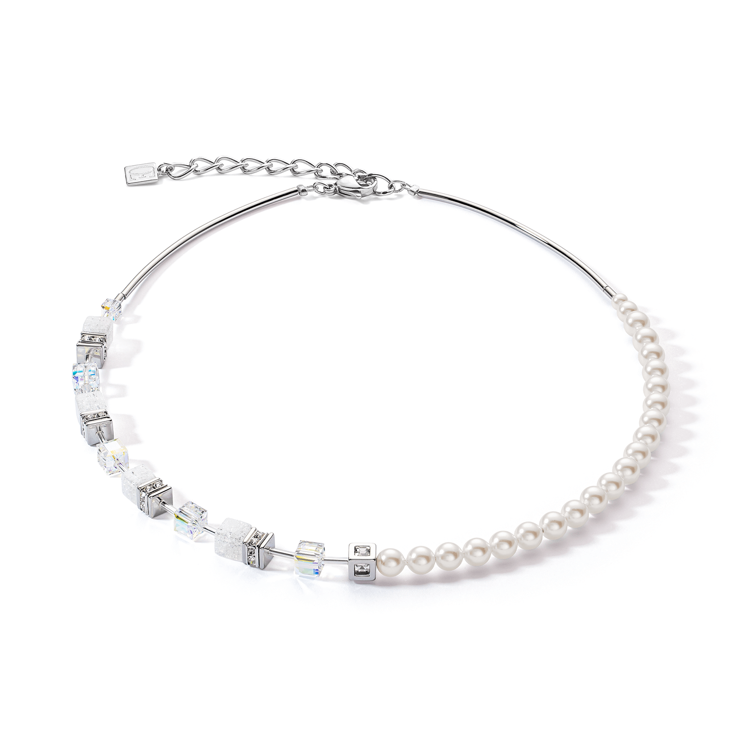 GeoCUBE Precious Fusion Pearls White Necklace