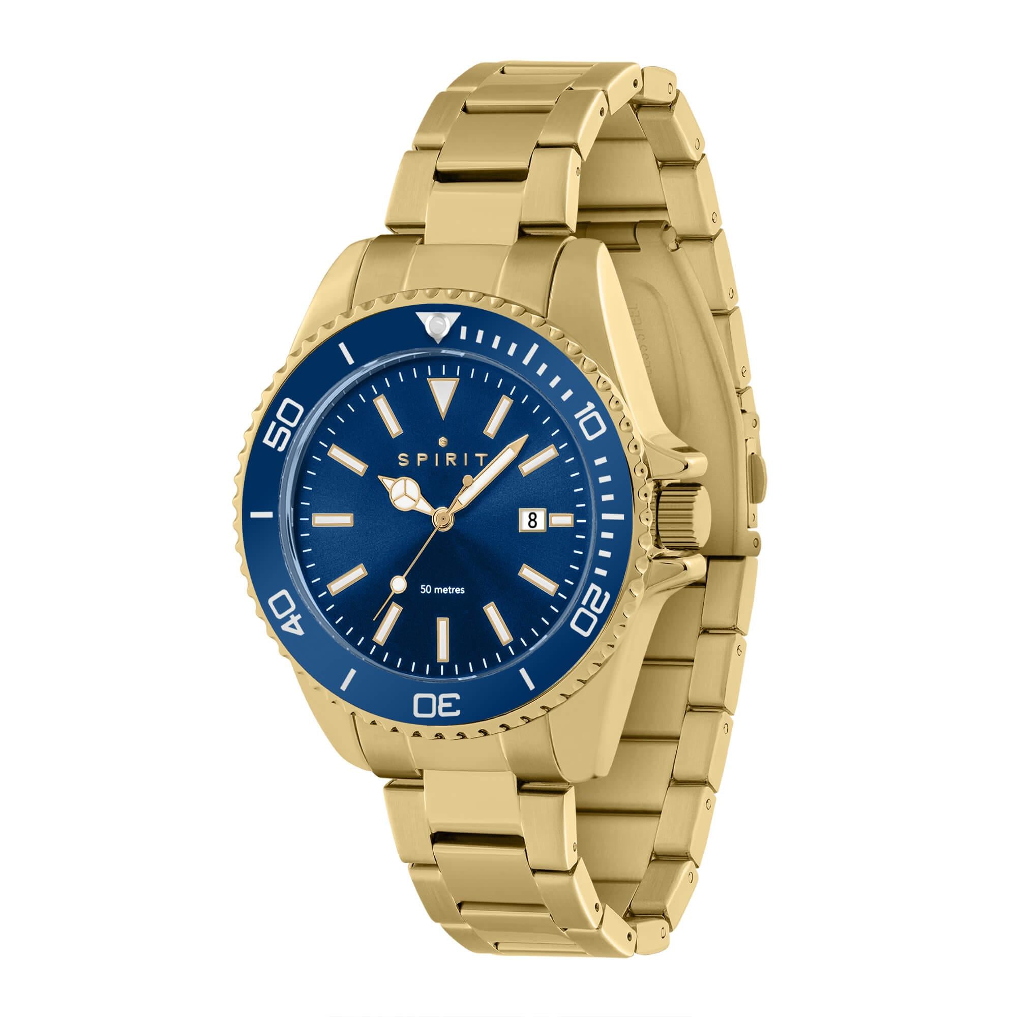 Gents Pale Polished Gold Stainless Steel Bracelet Watch