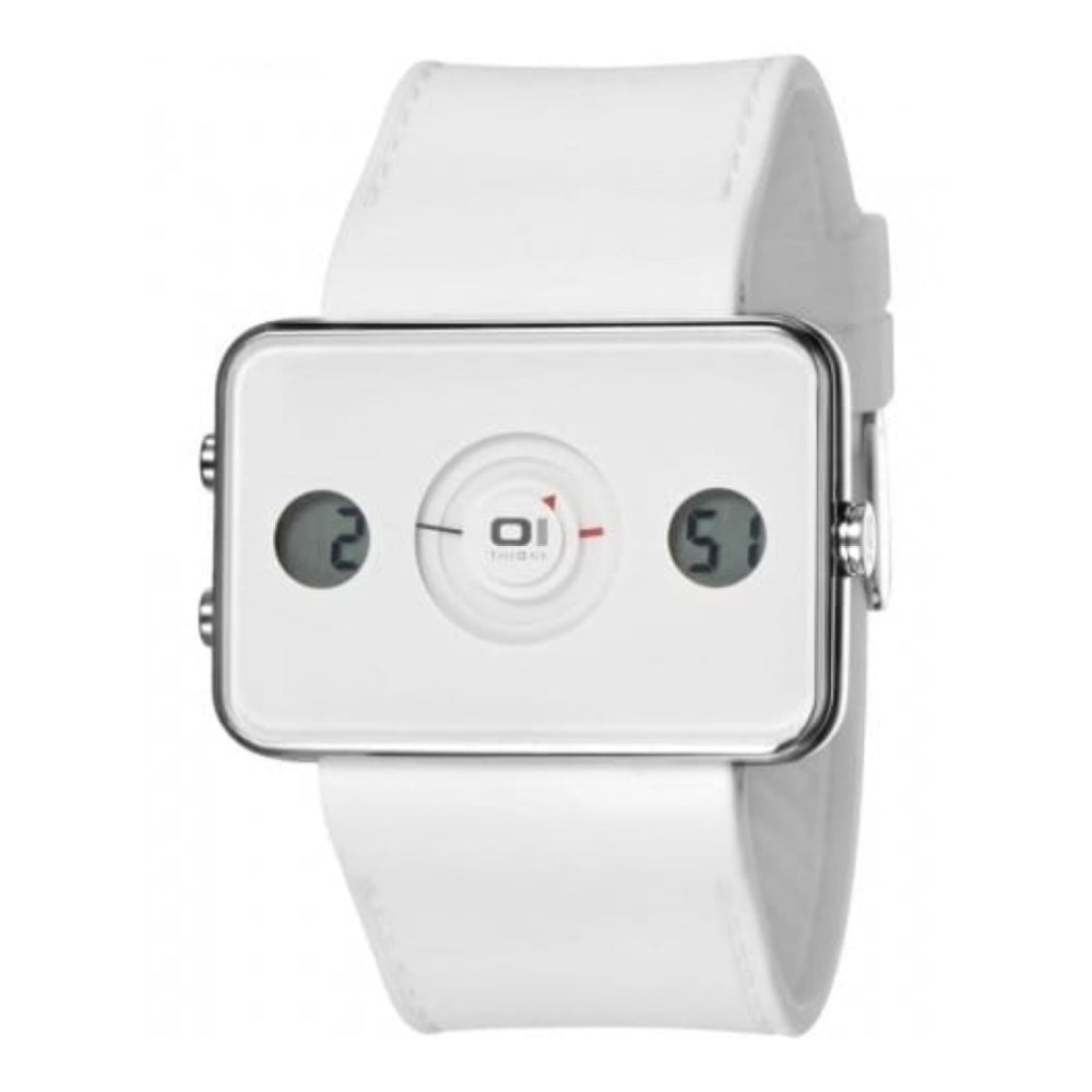 Gents Turning Disc Analogue Digital White Rubber Watch