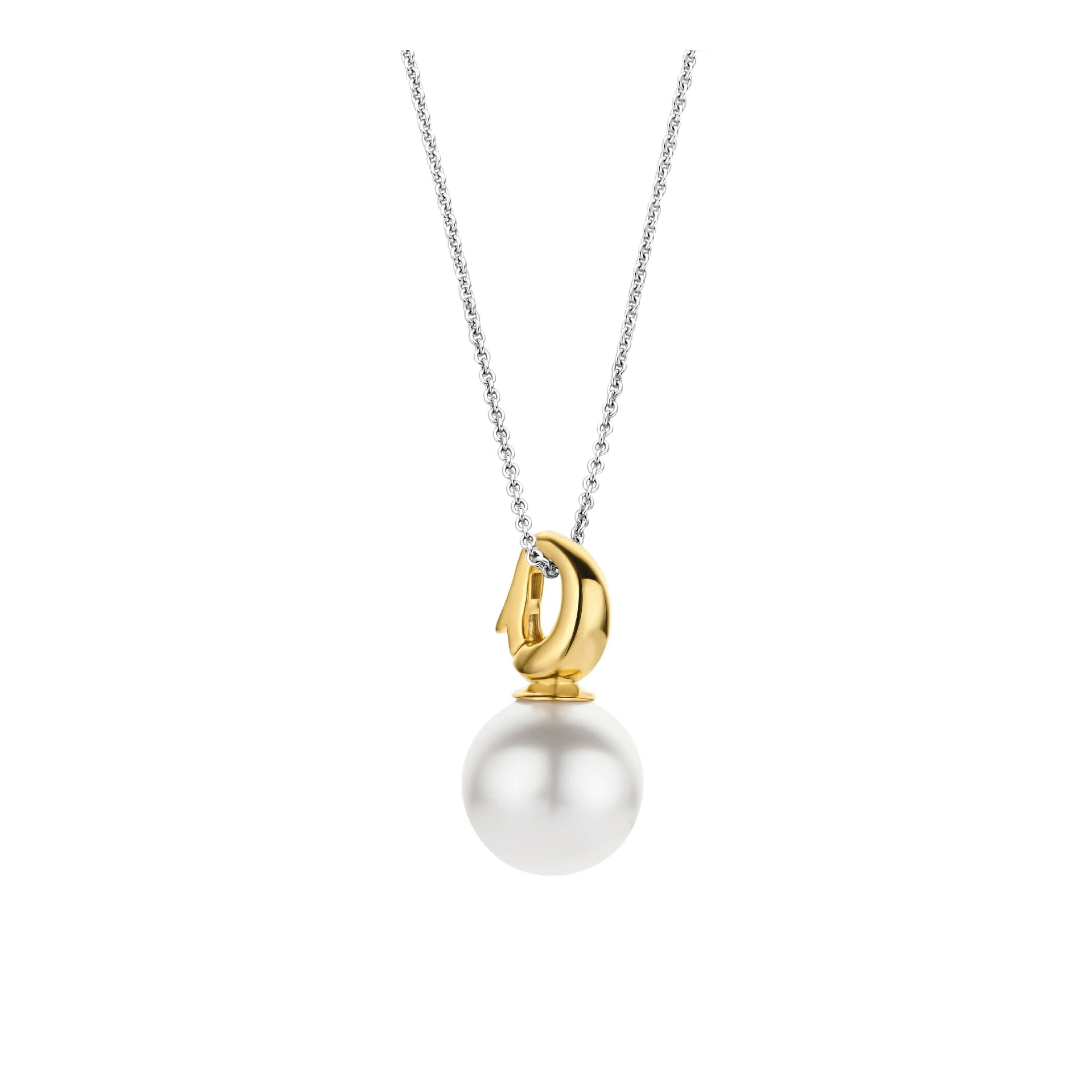 White Pearl Pendant & Silver Chain Necklace