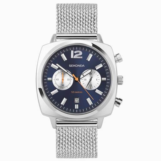 Airborne Chronograph Blue Dial With Alloy Case & SS Mesh Bracelet Men's Watch