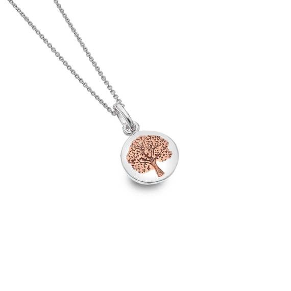 Origins Rose Gold Plated Tree Round Pendant Necklace
