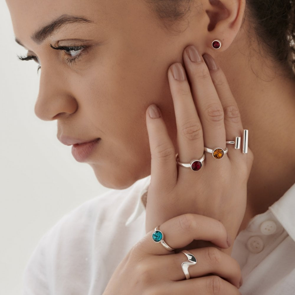 Feb Birth Stone Sterling Silver Earring