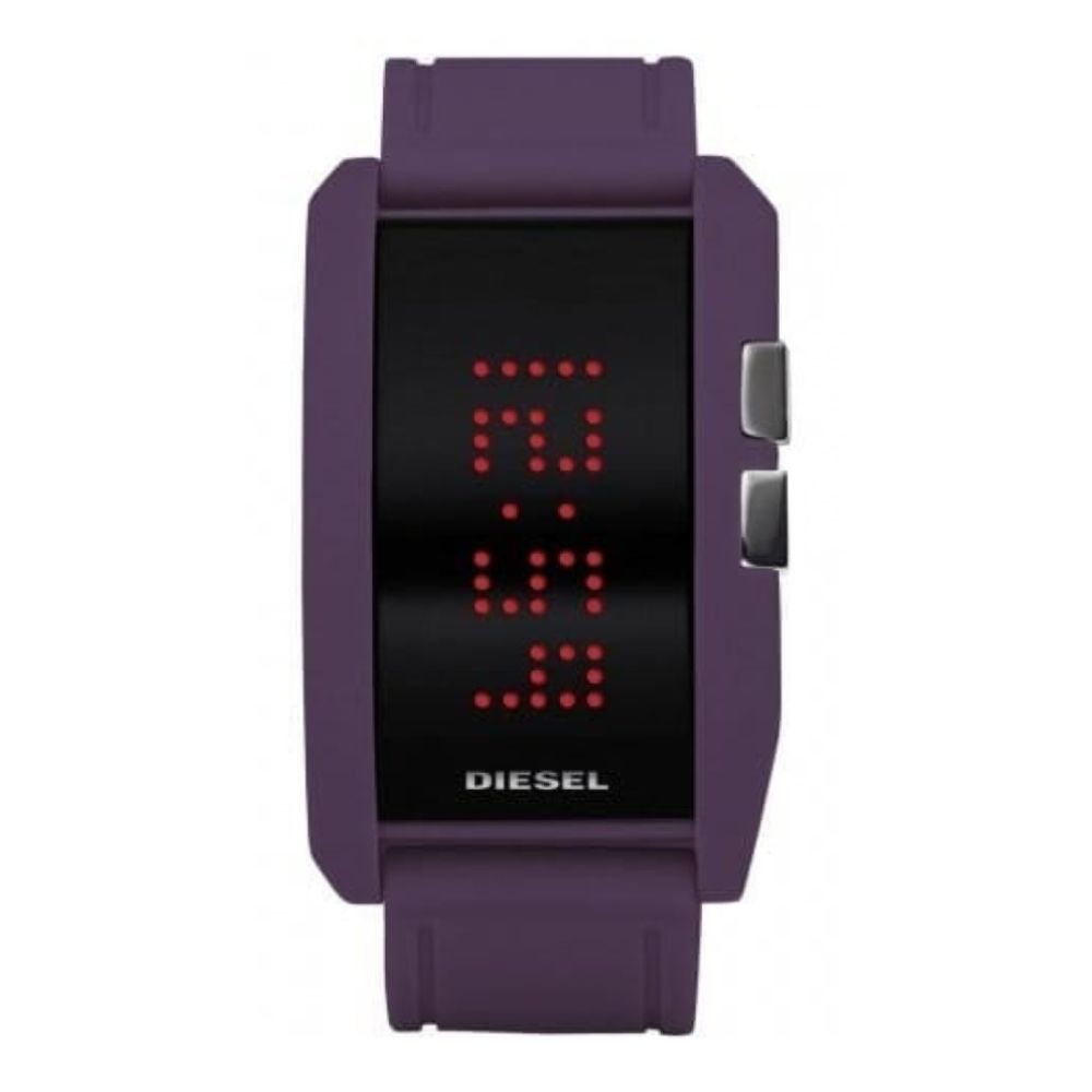 Unisex Black LED Display Purple Strap Watch