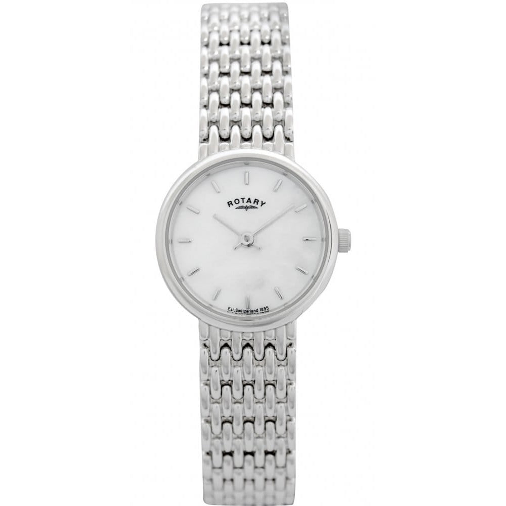 Rotary Sterling Silver Mother of Pearl Bracelet Wristwatch