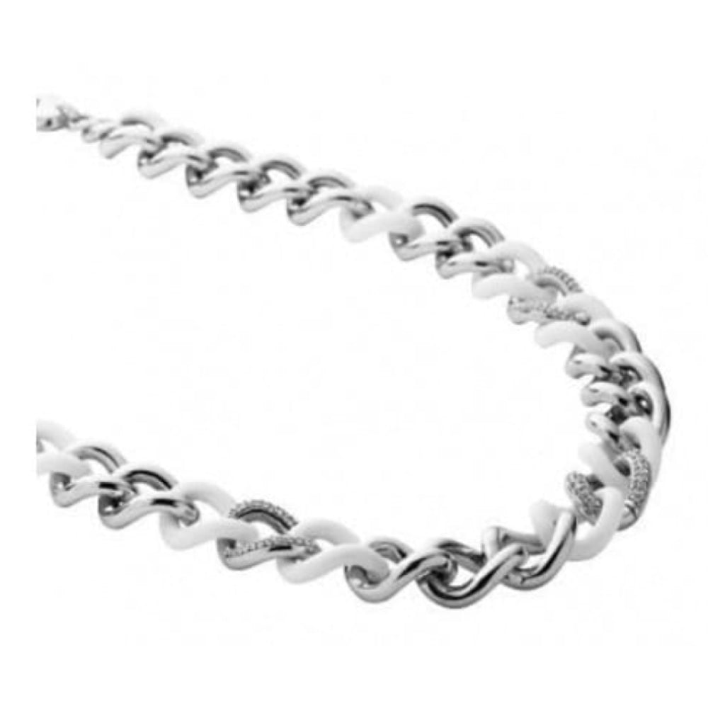 Ladies Stainless Steel Large Chain & Ceramic Necklace