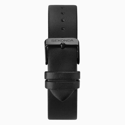 Black Case with Black Dial & Leather Strap Men's Nordic Watch