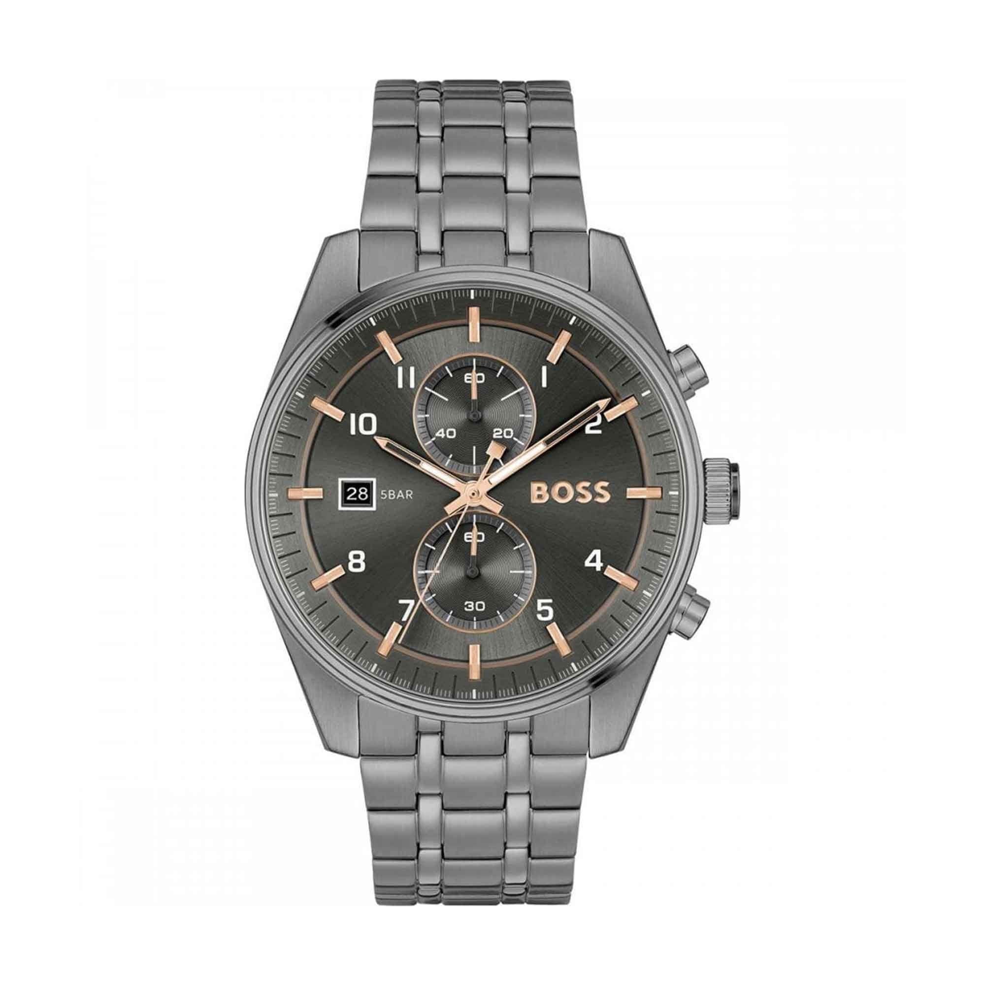 SkyTraveller Grey Dial & Grey IP Bracelet Mens Watch