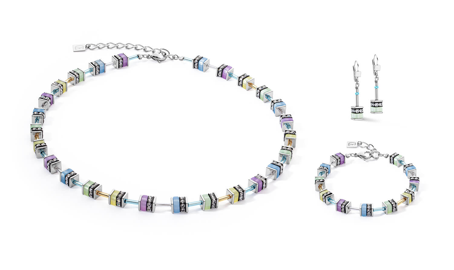 Sparkling Classic Pastel Pierced Earrings In Multicolour