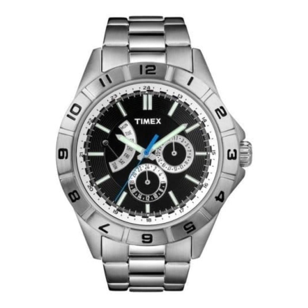 Gents Black Chronograph Dial With Stainless Steel Bracelet Watch