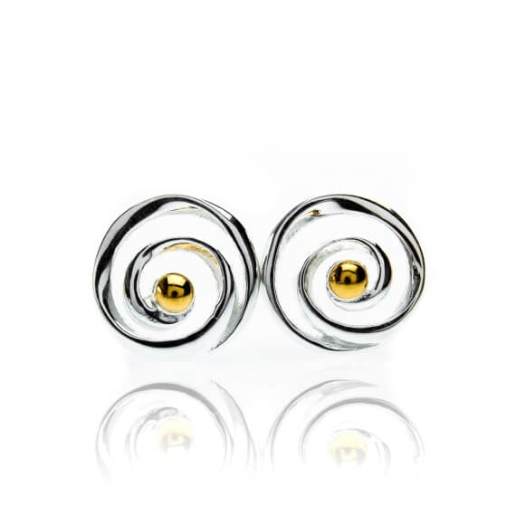 Origins Gold Plated Center Spiral Stud Earrings