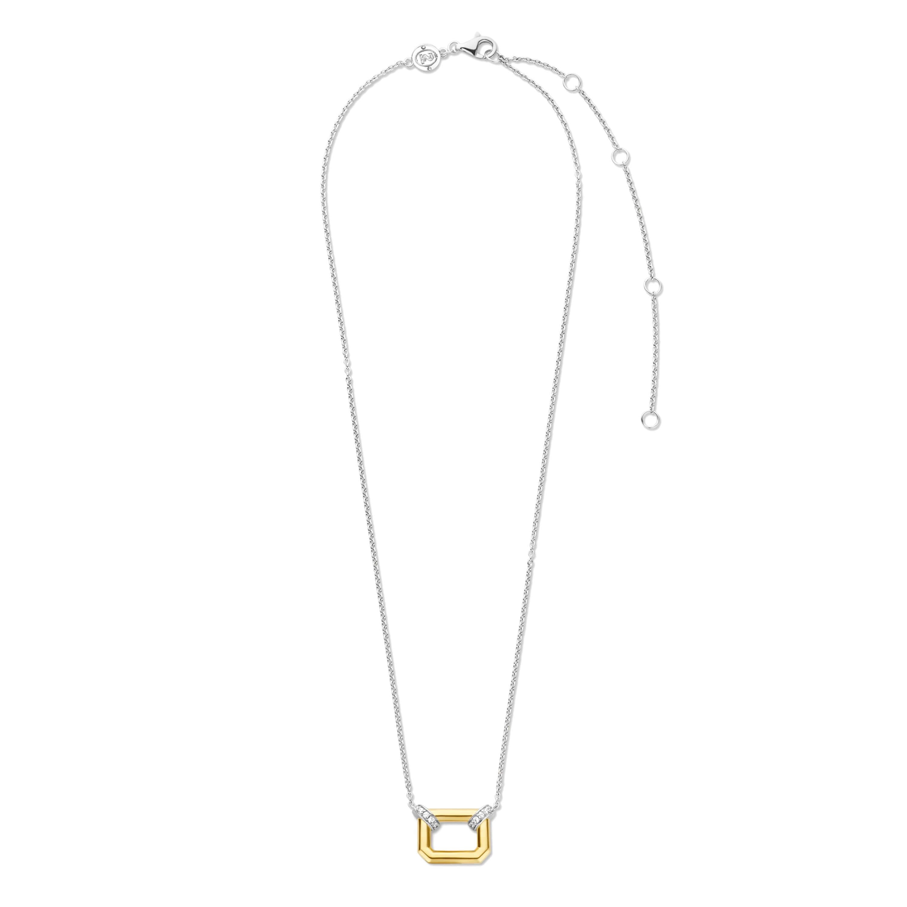 Gold Plated Rectangular Pendant Chain Necklace