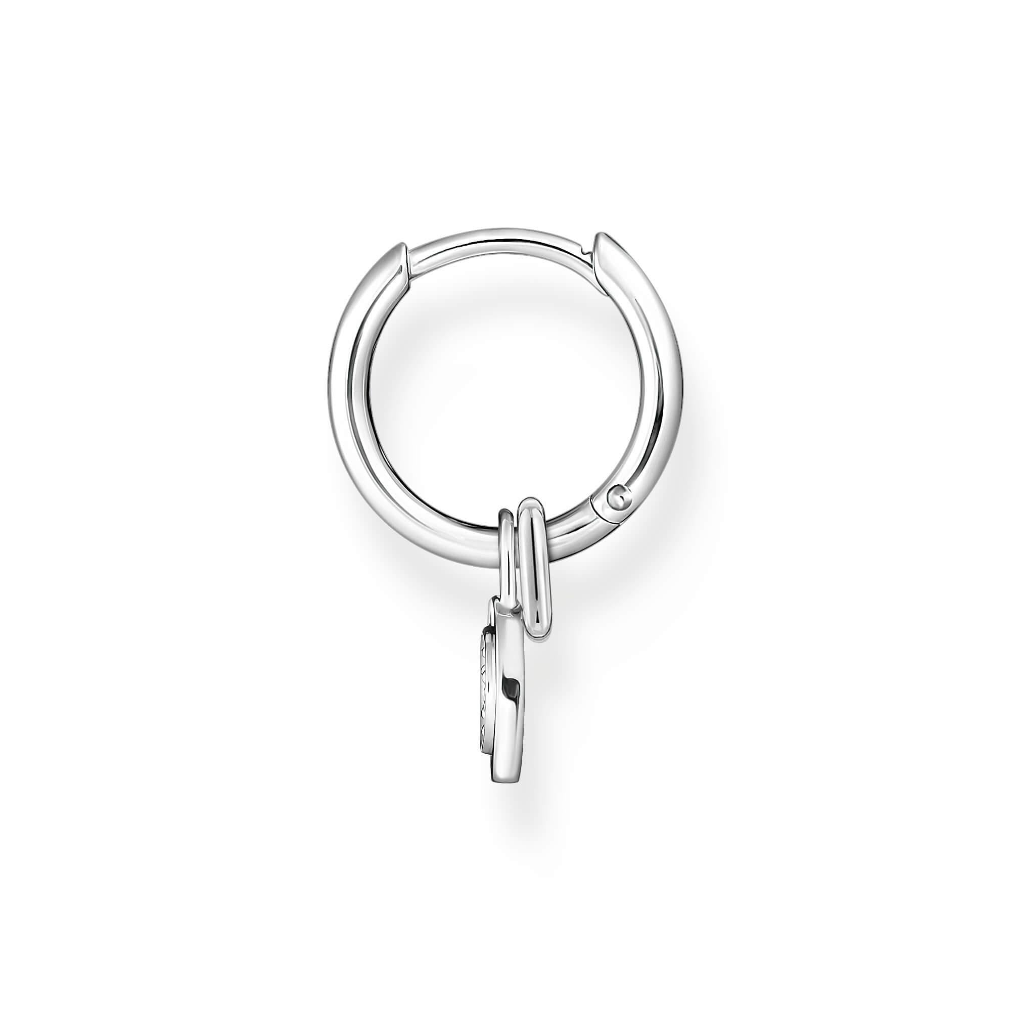 Single Hoop Earring With White CZ & Eyelet