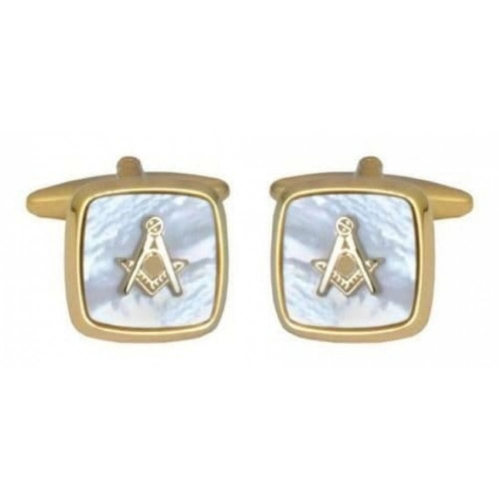 Mother Of Pearl Gold Plated Masonic Cufflinks