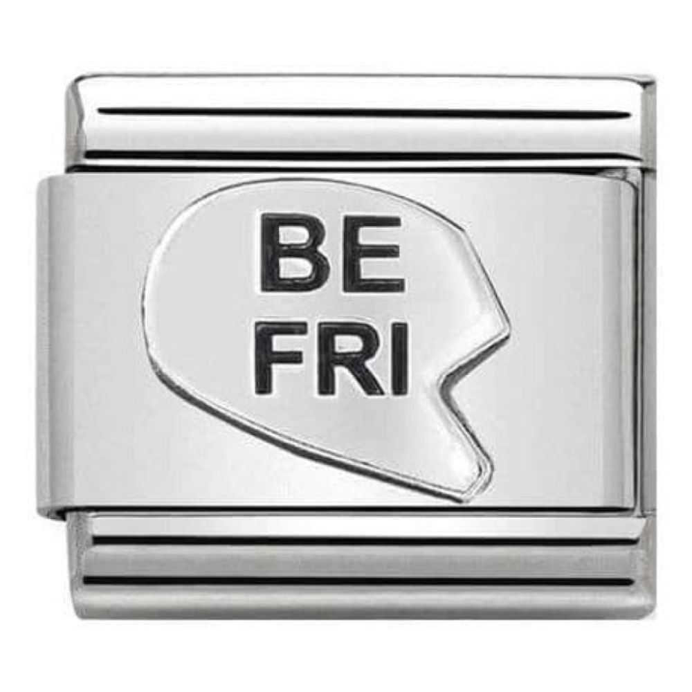 Classic Oxidised Symbol 'BE FRI' Best Friends Heart Link