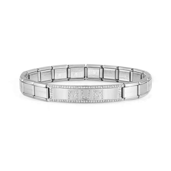 Trendsetter & New York Steel & Cubic Zirconia MUM Written Bracelet