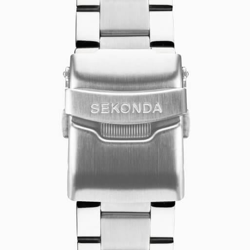 Silver Case With Red Dial & Stainless Steel Bracelet Men's Chronograph Watch