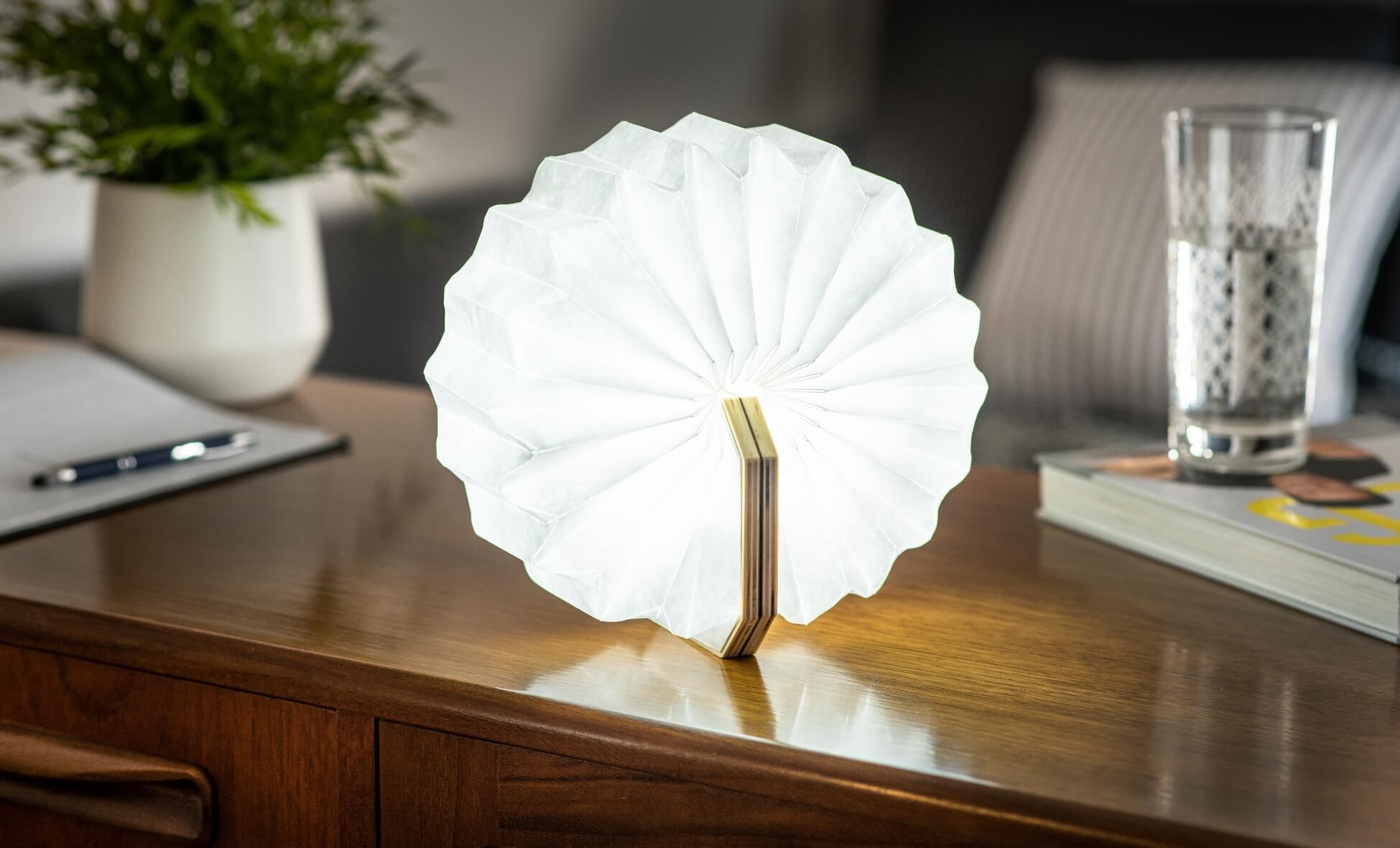Wood Accordion Lamp- Natural Walnut Wood