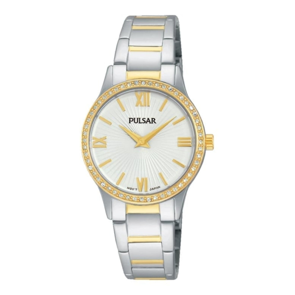 Womens Two Tone Bracelet Watch with Crystals