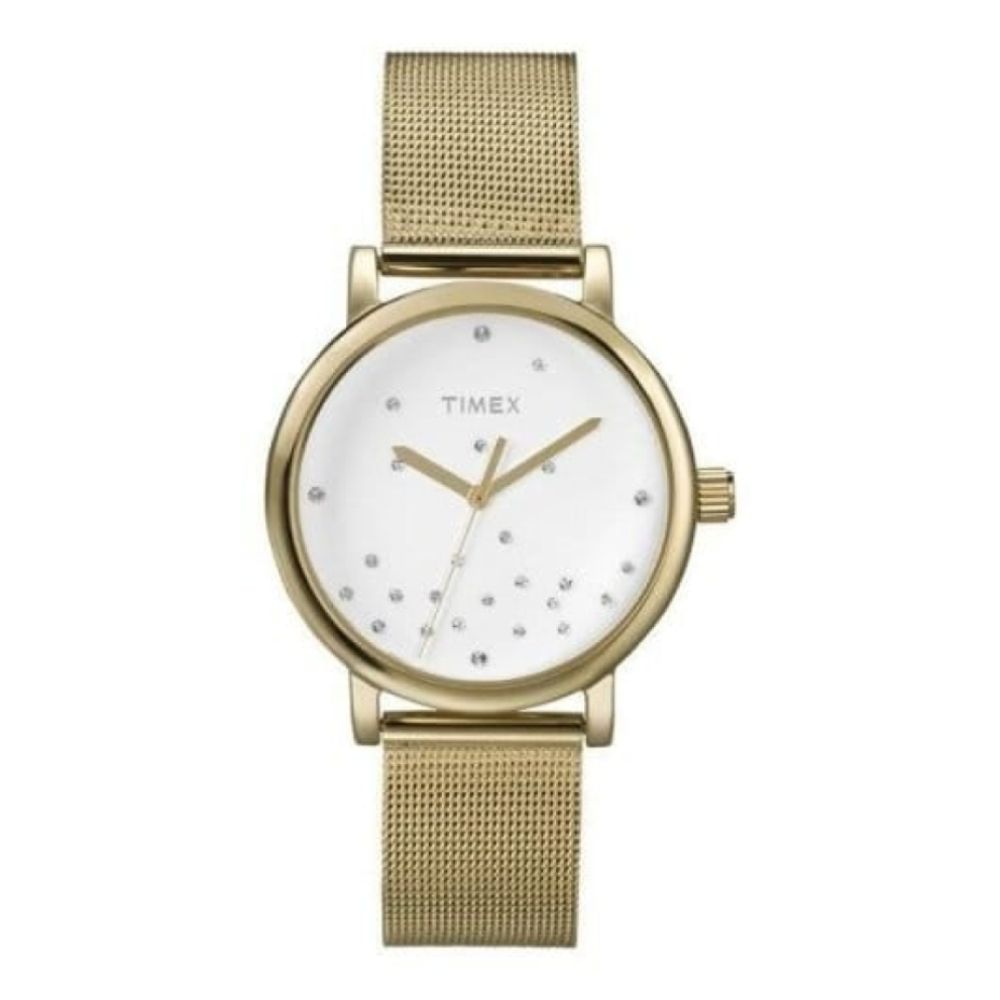 Ladies Scattered Crystals Gold Plated Watch