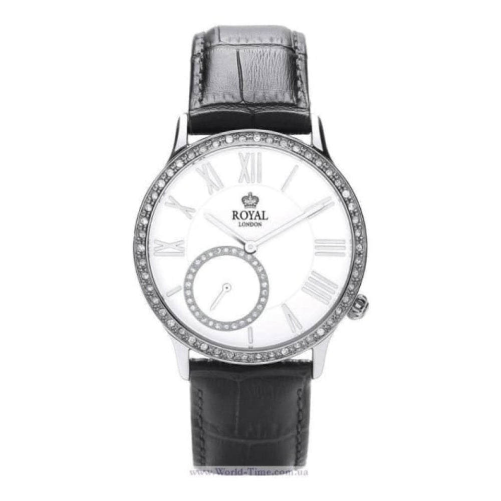 Womens Black Leather Diamond Watch