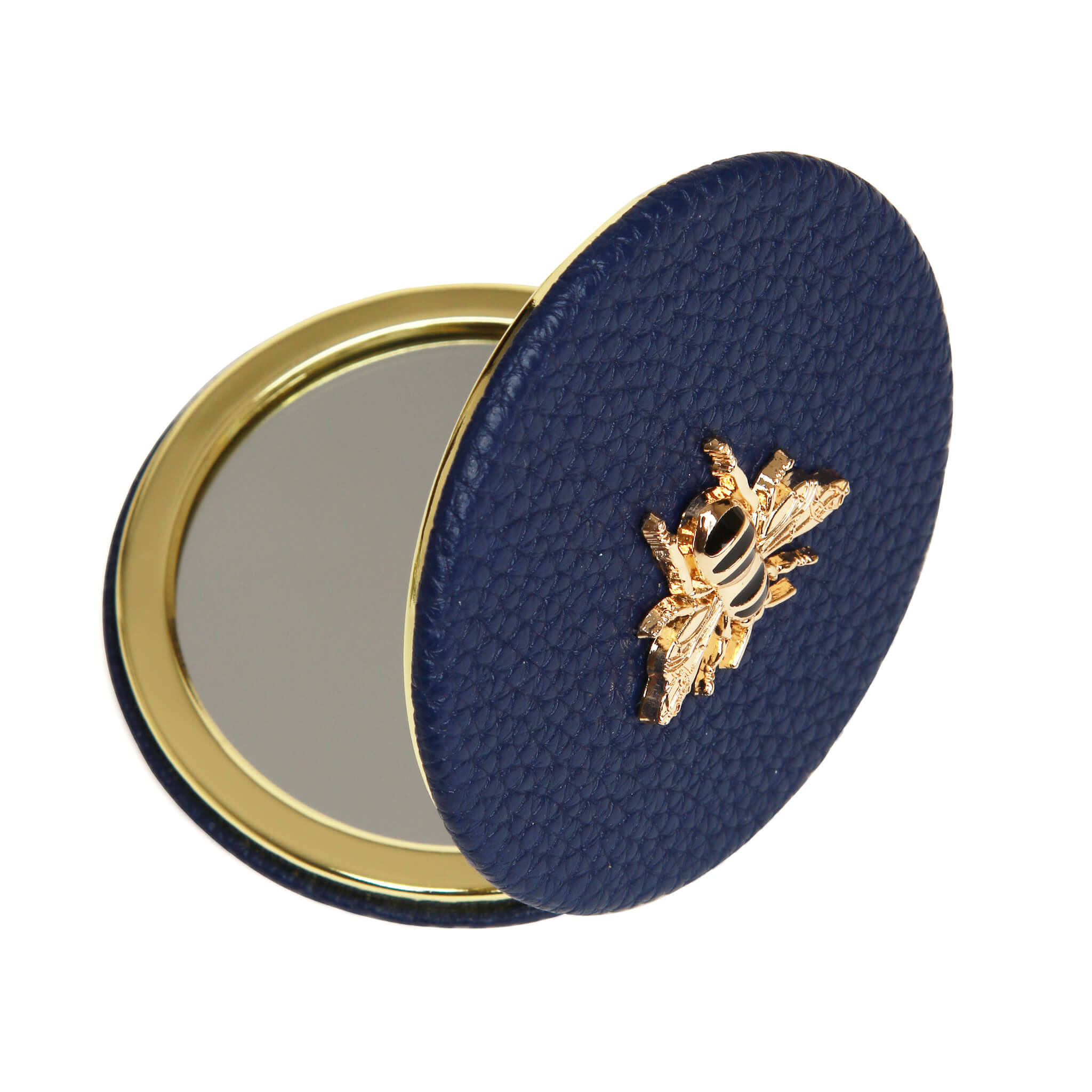 Round Compact Mirror Navy